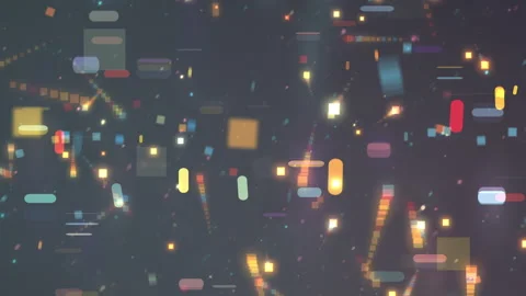 Colorful Digital Particles Background, Motion Lights Futuristic Data Flow Stock Footage 331949758