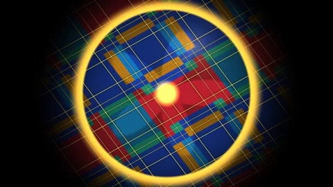 Colorful digital pattern with bright circle in the center Stock Footage 338195107