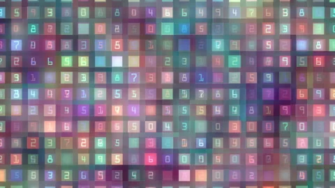 Colorful Digital Pattern Glowing On Digit Matrix Grid Stock Footage 308164903
