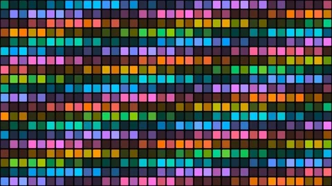 Colorful digital pixel grid flashing with neon tiles Stock Footage 337926058