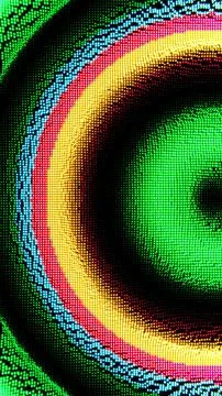 Colorful Digital Pixel Pattern with Radiant Circular Gradients and Neon Tones Stock Illustration