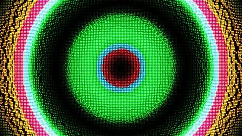 Colorful Digital Pixel Pattern with Radiant Circular Gradients and Neon Tones Stock Illustration