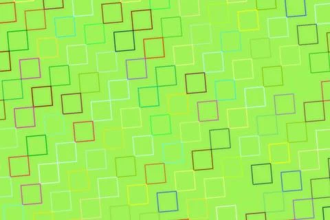 Colorful digital squares pattern on bright green background Illustrazione stock