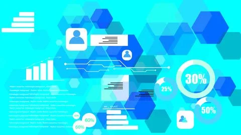 Colorful digital technology geometric shape and circle loading bar illustra.. Stock Illustration