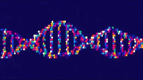 Colorful digital waveform animation with dynamic DNA patterns on blue bac.. Stock Footage 318092045