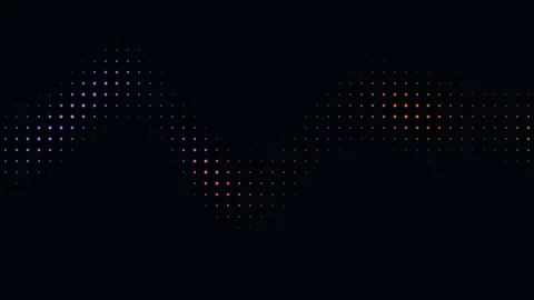 Colorful digital waveform of glowing dots on black background Stock Footage 335883527