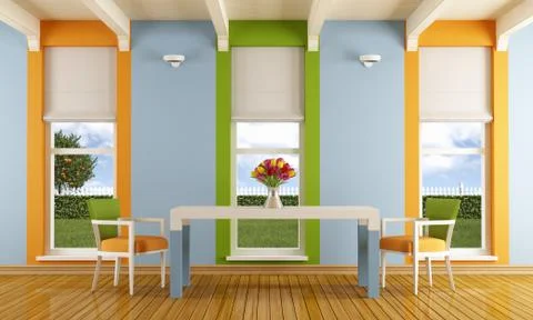 Colorful dining room Stock Illustration