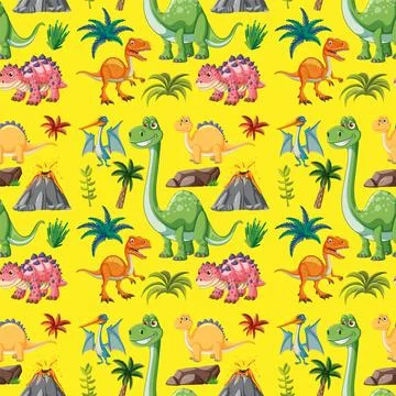 Colorful Dinosaur Pattern Illustration Stock Illustration