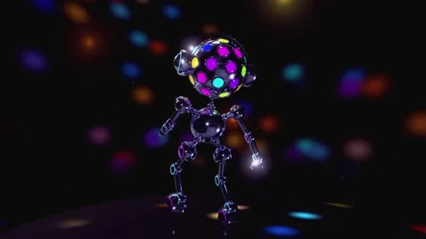 Colorful Disco head robot dancing in a club Video stock 234103220