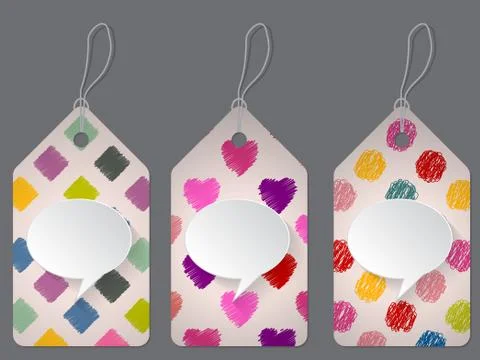 Colorful discount labels with scribbled elements Stock Illustration