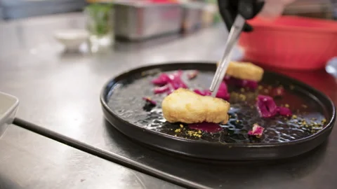 Colorful Dish With Codfish And Onion Video stock 282573905