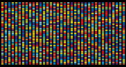 Colorful DNA Genetic Code Sequence Pattern Background with Multicolored 스톡 일러스트