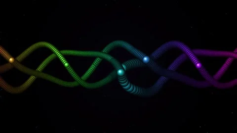 Colorful dna helix structure rotating in dark space animated digital motion.. 库存影片 343558604