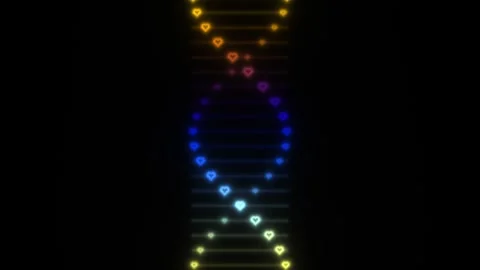 Colorful DNA structure with lights on dark background Видео 338318547