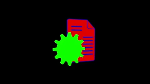Colorful Document and Gear Icon Symbolizing Setup Settings Interface Video stock 341921600