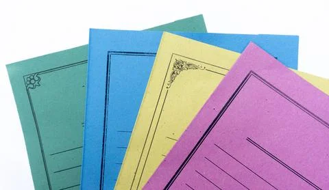 Colorful Document Covers and File Folders Background Stock Photos