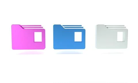 Colorful Document folder icon isolated on white background. Accounting bind.. Illustrazione stock