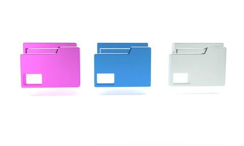 Colorful Document folder icon isolated on white background. Accounting bind.. Stock Illustration