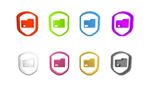 Colorful Document folder protection concept icon isolated on white backgrou.. Illustrazione stock