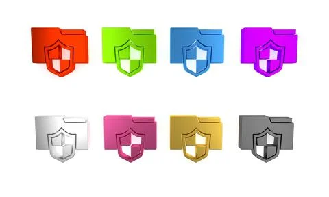 Colorful Document folder protection concept icon isolated on white backgrou.. Stock Illustration