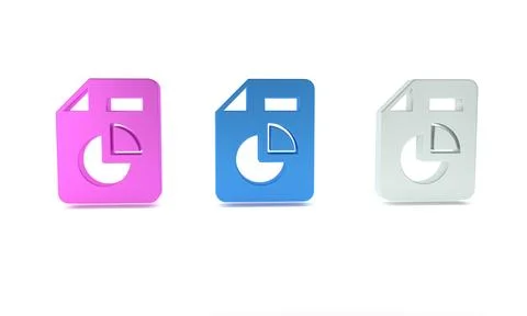 Colorful Document with graph chart icon isolated on white background. Repor.. Stock Illustration