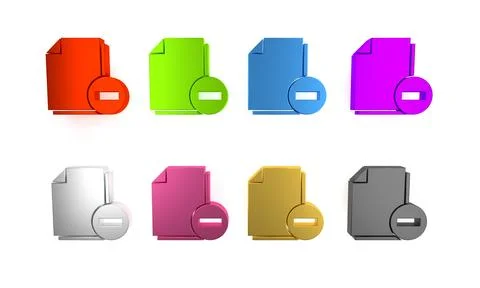 Colorful Document with minus icon isolated on white background. Clear docum.. Stock Illustration