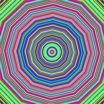 Colorful dodecagon pattern with concentric lines creating a visually striki.. Stock Illustration