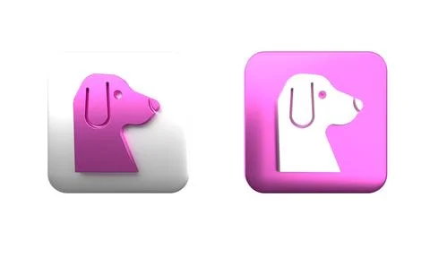 Colorful Dog icon isolated on white background. Square button. 3D render il.. Stock Photos