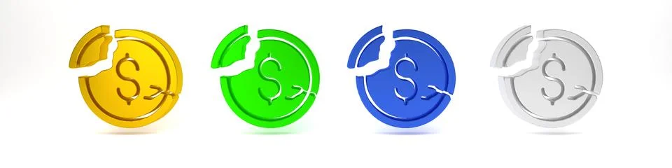 Colorful Dollar rate decrease icon isolated on white background. Cost reduc.. Stock Illustration
