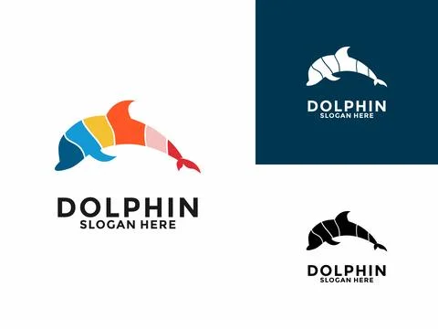 Colorful dolphin logo design vector illustration, Dolphin logo icon template Stock Illustration