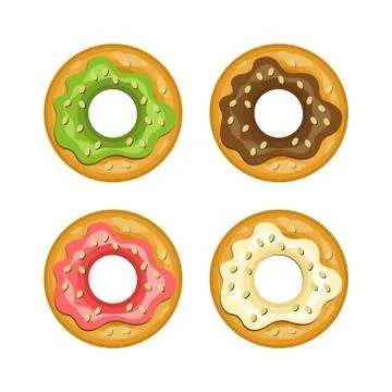 Colorful donut vector colored icon set Stock Illustration