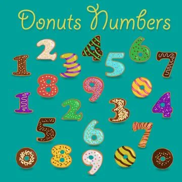 Colorful Donuts Numbers Stock Illustration