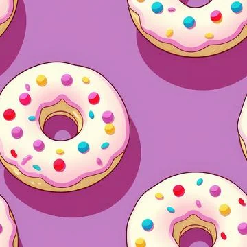 Colorful donuts pattern cartoon style Stock Illustration