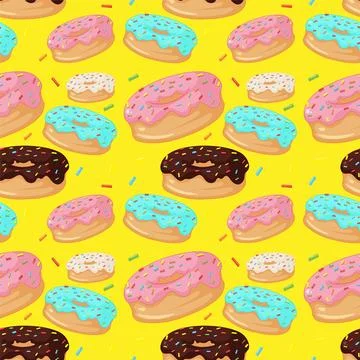 Colorful Donuts Seamless Pattern Illustrazione stock