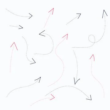 Colorful doodle arrows. Infographic elements isolated on background. Direction Illustrazione stock