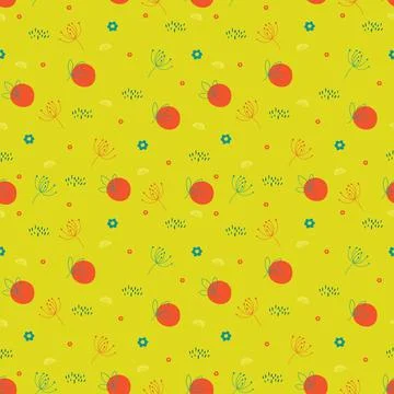 Colorful doodle Easter seamless vector pattern. Spring meadow multicolored si 库存插图