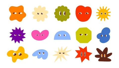 Colorful Doodle Face Shapes Vector Set Stockillustratie