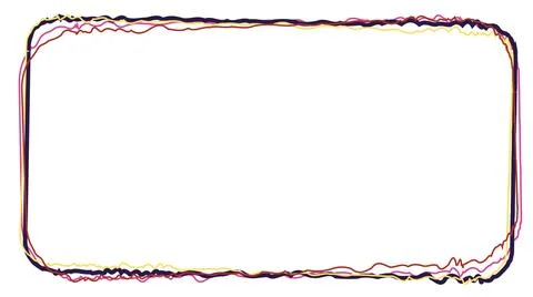 Colorful doodle frame with hand drawn squiggly lines in purple red and yellow Stock Illustration