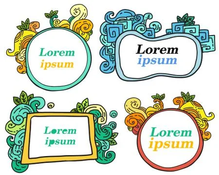 Colorful doodle frames Stock Illustration