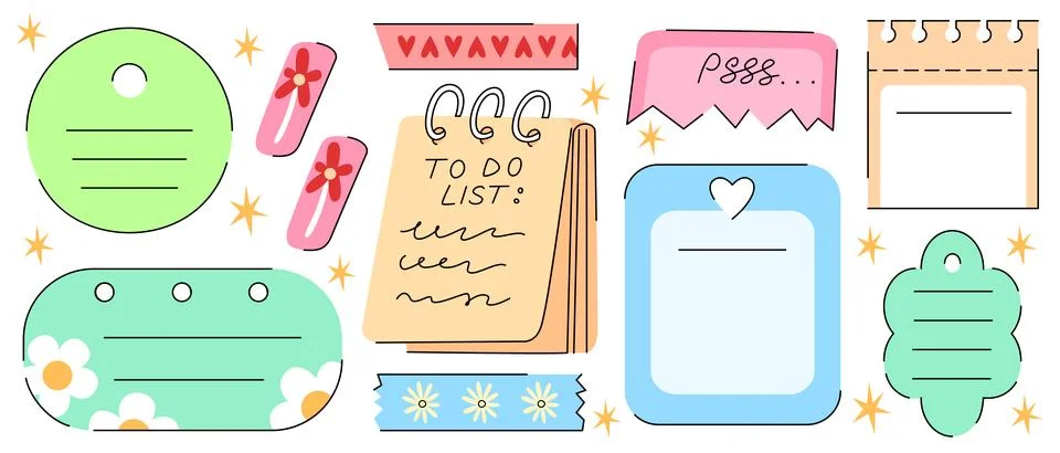 Colorful doodle memo templates Illustrazione stock