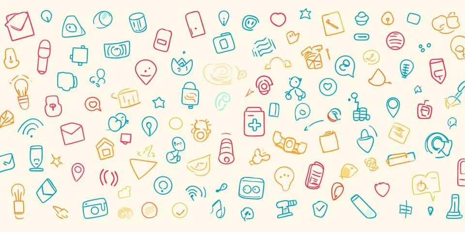 Colorful Doodle Pattern Background Seamless Texture Background 스톡 일러스트