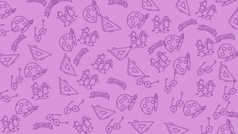 Colorful doodle pattern with playful geometric shapes and characters on pas.. Stock Footage 320334586
