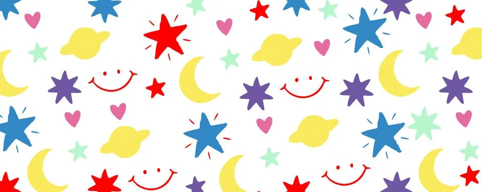 Colorful Doodle Space Elements Collection Stock Illustration