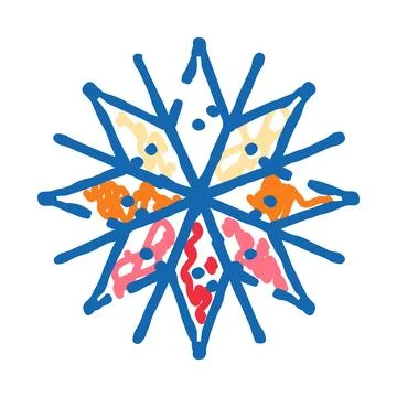 Colorful doodle star shape creating symmetric pattern Illustrazione stock