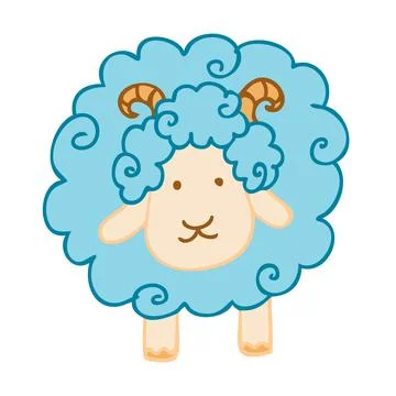 Colorful doodle style vector illustrations of sheep Stock Illustration
