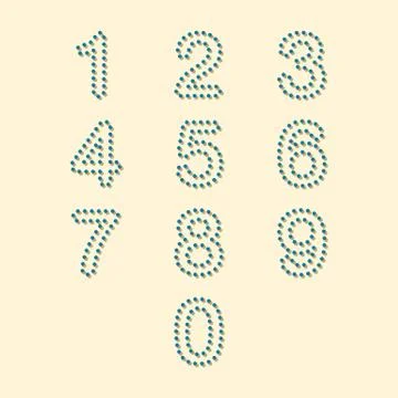 Colorful dot number set Stock Illustration