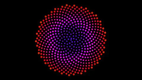Colorful dot pattern creates swirl design on a dark background Stock Illustration