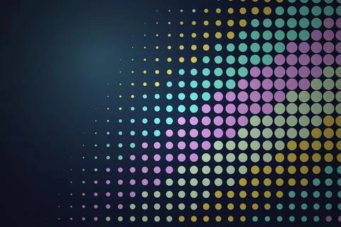 Colorful dot pattern on dark background with glow effect Stock Photos