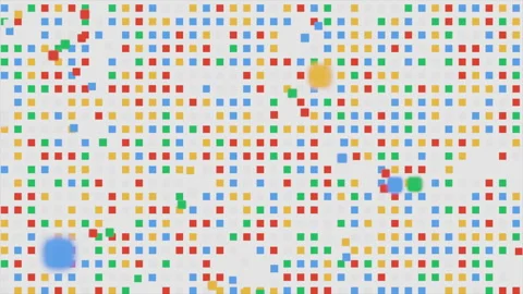 Colorful dot pattern data blocks creating dynamic rhythm with vibrant shapes Stock Footage 322542313