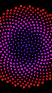 Colorful dot pattern shows waves on black background Illustrazione stock